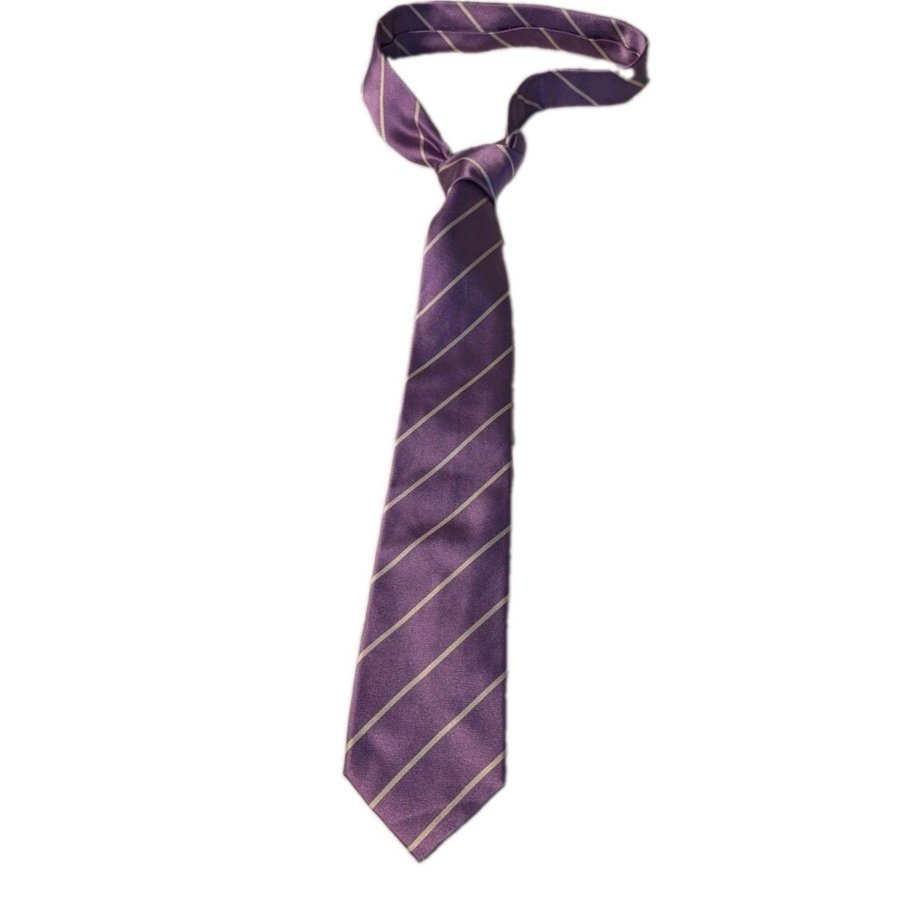 Ralph Lauren Purple Label Mens Silk Tie Purple Stripe Made in Italy